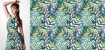 09004v Materiał ze wzorem duże tropikalne malowane liście w stylu akwareli